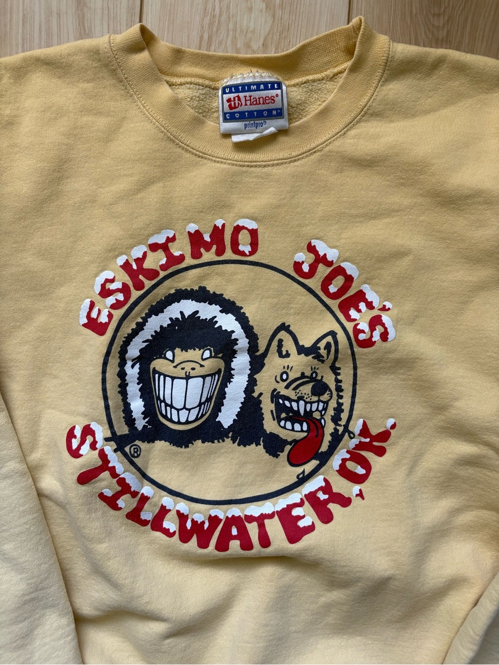 Vintage Eskimo Joe’s Yellow Graphic Crewneck Sweatshirt Skater Grunge EUC - Picture 2 of 6